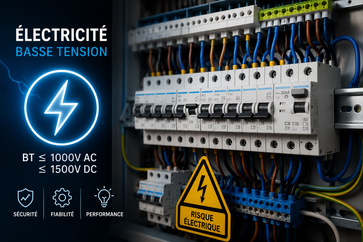 Technicien intervenant sur une installation électrique basse tension